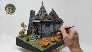 Building Harry Potter DIORAMA TUTORIAL  Hagrids Hut [upl. by Kerwinn]