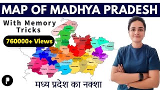 Madhya Pradesh Map 2023  मध्य प्रदेश का नक्शा  District amp Divisions  Memory Tricks by Maam Richa [upl. by Yila]