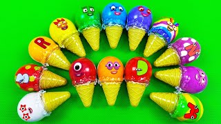 Numberblocks amp Alphablocks – Looking Rainbow SLIME Ice Cream Coloring with Clay ASMR [upl. by Alba]