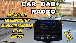 In Car DABDAB Radio Adapter Review  DAB  FM Transmitter  Mobile Handsfree  MP3 Player  AUX [upl. by Ekrub471]