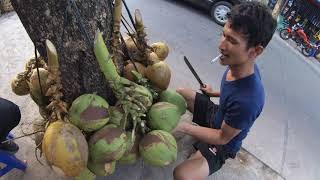 Indonesia Tangerang Street Food 2846 Part1 Es Kelapa Langsung Dari PohonYDXJ0148 [upl. by Ellenet]