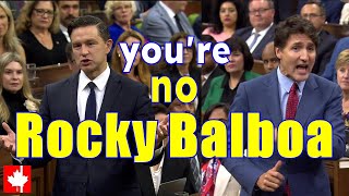 Chaos ensues as Poilievre blasts Trudeau for aggrandizing himself as Rocky Balboa [upl. by Ilwain]