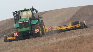 John Deere 9510R with 10m wide Bednar Atlas compact disc harrow in the hills of Eastern Germany [upl. by Lalat]