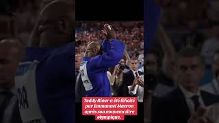 TEDDY RINER FELICITE PAR MACRON SUITE A SA MEDAILLE DOR OLYMPIQUE jo2024 teddy macron [upl. by Normac]