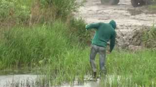 Happy lads with wet wellies in mud and rain at Somogybabod 2015 [upl. by Celine]