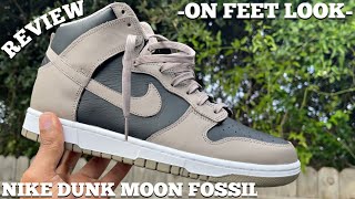 NIKE DUNK HIGH MOON FOSSIL REVIEW AND ON FEET [upl. by Libbna407]