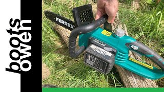 Ferrex Aldi Battery Brushless Chainsaw unboxing assembly and first impressions [upl. by Hanala]