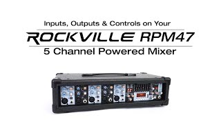 Inputs outputs and controls on Rockville RPM47 1800w Powered 5 Channel MixerAmplifier [upl. by Nohsav191]