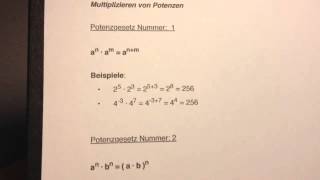 Potenzen multiplizieren  Multiplikation und Potenzgesetze [upl. by Ahsiak926]