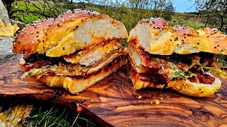 A Giant Chicken Parm Sandwich only a few people can eat the whole thing ASMR Outdoor Cooking [upl. by Jess]