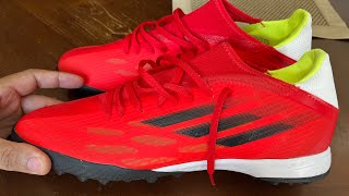 Adidas X Speedflow 3 meteorite red Turf shoes for artificial grass review with bebotsonly [upl. by Pederson863]