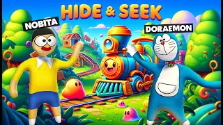 DORAEMON And NOBITA Did HIDE and SEEK Challenge Inside Train In HFF [upl. by Saenihp]