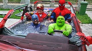 Swimming Pool Car With Superheroes [upl. by Chet]