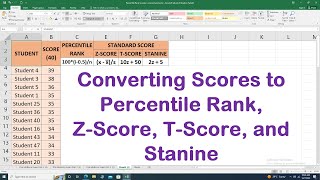 Percentile Rank Z score T score and Stanine [upl. by Darla]