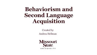 Behaviorism and Second Language Acquisition [upl. by Oal980]