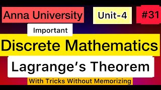 Discrete Mathematics  Lagranges Theorem Proof  Unit4  31 Anna University  Tamil [upl. by Kimberlee]