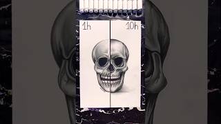 1 hour vs 10 hours skull drawing challenge art draw [upl. by Taffy889]