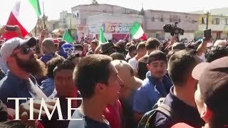 Out Out Tijuana Protesters Call For Migrant Caravan To Leave  TIME [upl. by Niac]