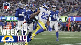 Los Angeles Rams vs New York Giants  2023 Week 17 Game Highlights [upl. by Ramilahs]