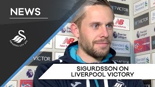 Swans TV  Reaction Gylfi Sigurdsson on Liverpool victory [upl. by Eseilanna]