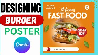 How to make food poster design in canva food poster tutorial [upl. by Anikram]