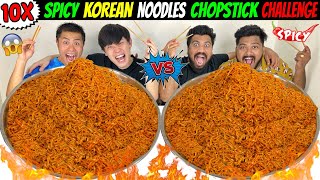 10X SPICY KOREAN NOODLES CHALLENGE with CHOPSTICKS😱 INDIA Vs JAPAN EATING COMPETITION🔥 Ep689 [upl. by Florri]