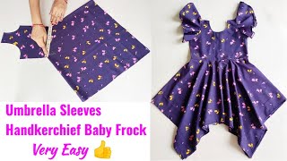 Handkerchief Umbrella Sleeves Baby Frock cutting and stitching  Umbrella sleeves Baby Frock cutting [upl. by Otiragram]