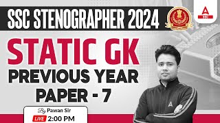 SSC Stenographer 2024  SSC Steno Static GK By Pawan Moral  Previous Year Paper 5 [upl. by Zsa Zsa820]