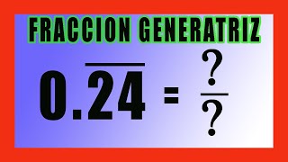 ✅👉 Fraccion Generatriz de un Decimal Periodico Puro ✅ FRACCION GENERATRIZ [upl. by Tristan]