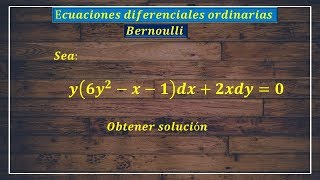 Ecuaciones diferenciales ordinarias  Ecuación de Bernoulli  Ejercicio 4 [upl. by Ladnek322]