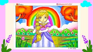 CARA MENGGAMBAR TUAN PUTRI  PRINCESS  DAN GRADASI WARNA OILPASTEL EP 425 [upl. by Ihteerp]