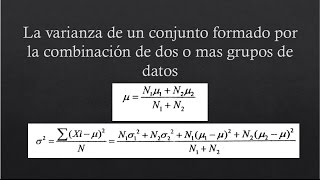 ESTADISTICA  varianza de un conjunto formado por la combinancion de dos grupos de datos [upl. by Saeger]