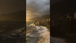 Sunrise in Camogli Italy viralvideo sunrise italy camogli seashore [upl. by Amikat]