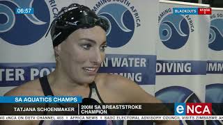 SA Aquatics Champs  Schoenmaker wins 200m breaststroke title [upl. by Neelie49]