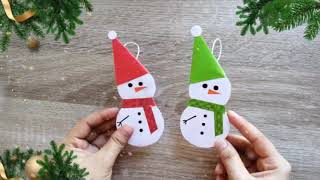 How to make a Snowman using cardboard and papers  DIY Snowman Christmas ornament [upl. by Janene]