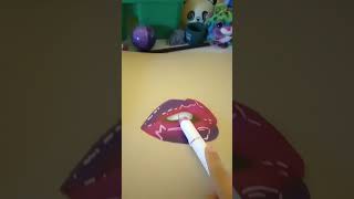 Glossy lips drawing Tutorial by Artcoaster art lips subscribe [upl. by Matrona]