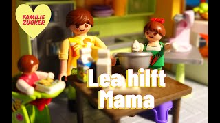 Playmobil Familie Zucker  Lea hilft Mama  Geschichte mit Lea und Emma [upl. by Dobson993]