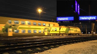 🇫🇮Finland Helsinki Helsingfors Züge bei Nacht trains at night🌜💫VR amp HSL [upl. by Yerdua]