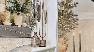 Decorate With Me  2 Christmas Mantels 2023 Pottery Barn Inspired Thanksgiving  Christmas [upl. by Leda]