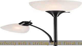 Globe Electric 67135 72quot Torchiere Floor Lamp  Adjustable Reading Light Matte Black Frosted Plas [upl. by Hgeilyak]