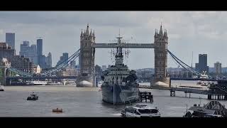 Hms Belfast fires cannons 80th D Day remberance londonbridge [upl. by Lenahtan]