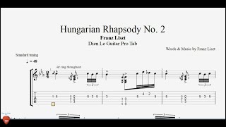 How to Play Hungarian Rhapsody No 2 on Guitar  Free TAB Franz Liszt [upl. by Asilla605]