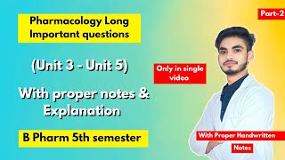 Pharmacology B Pharm 5th semester important questions। Long Questions। Part2। [upl. by Retluoc]