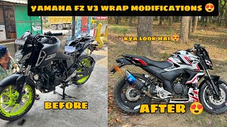 Finally bike wrap kar di  FULL BEND PIPE EXHAUST fzv3 fz fz25bs6 [upl. by Max]