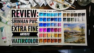 REVIEW Shinhan PWC Extra Fine Artists Watercolor 84 colors swatching and sample painting [upl. by Ayita147]