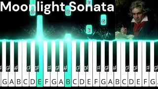 Moonlight Sonata VERY EASY Piano Tutorial [upl. by Jeunesse]