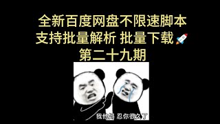 2024 百度网盘 又一不限速下载脚本 高速解析 高速下载 pandownload 在线解析 二十九期 [upl. by Ennaecarg505]