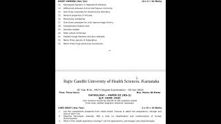 RGUHS THIRD YEAR 2024 QUESTION PAPER [upl. by Goraud166]