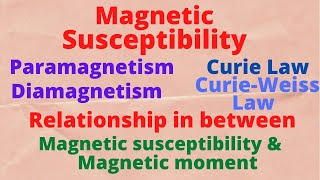 Lecture 03  Magnetic susceptibility Paramagnetism and Diamagnetism Curie Law and Curie weiss law [upl. by Noeht]