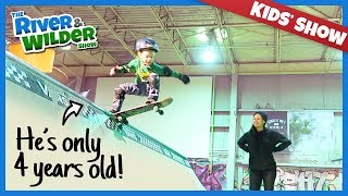 SKATEBOARDING 4 YEAR OLD SKATER FIRST TIME ON HALFPIPE [upl. by Lillian]